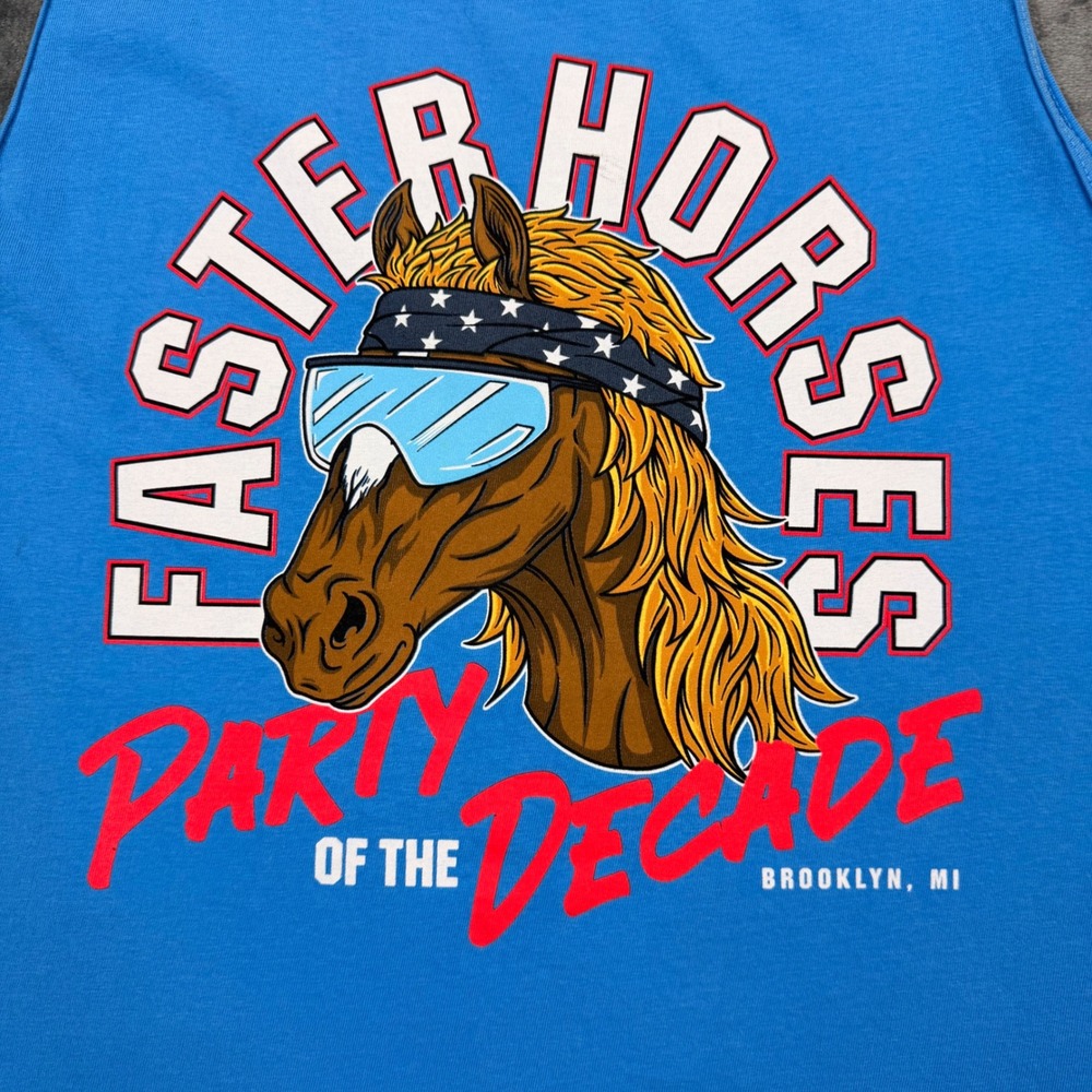 Faster Horses Party Of The Decade Tank Top Med Blue Country Music Festival - Picture 6 of 6